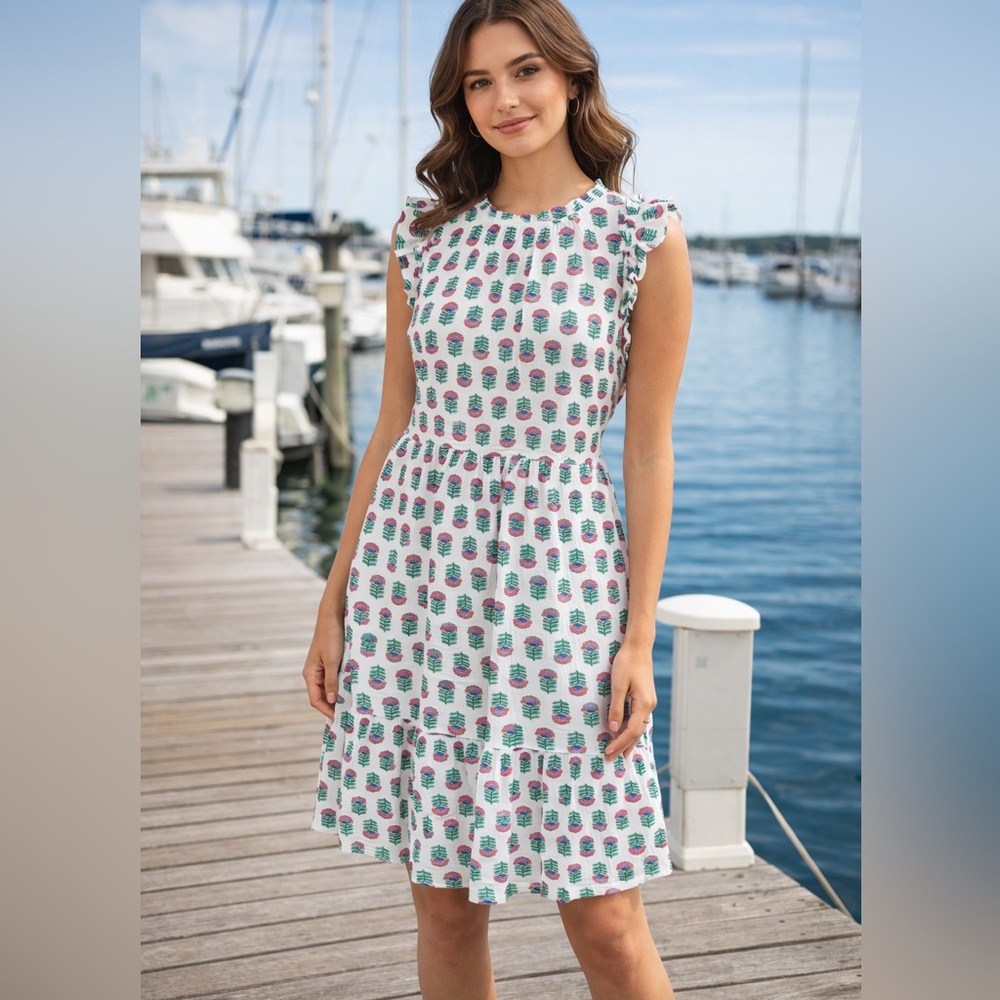 J. Crew Factory NEW Pink & Green Floral Block Print Sleeveless Dress SZ 10